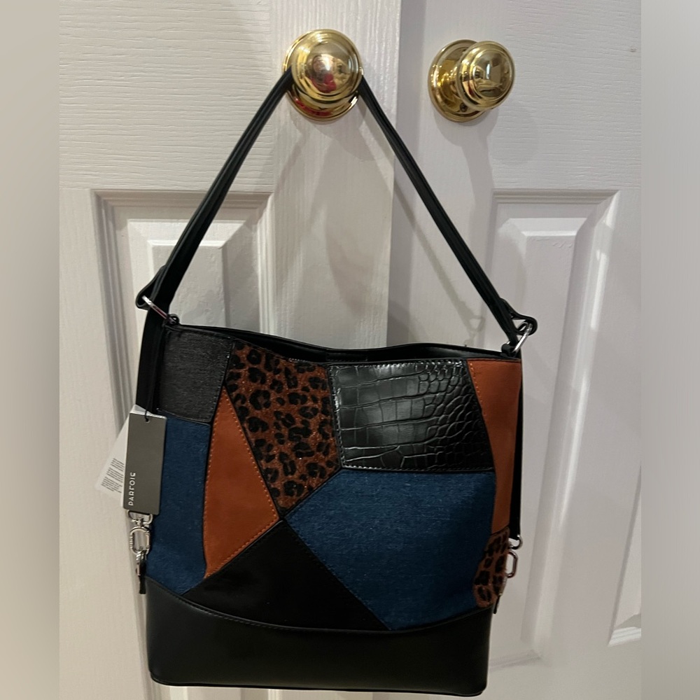 Parfois Patchwork faux Leather and Denim Shoulder Bag